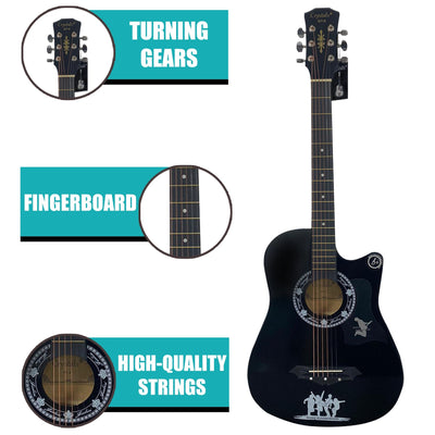 38" Full Size 6 String Acoustic Guitar Black