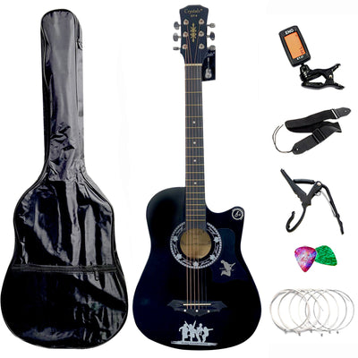 38" Full Size 6 String Acoustic Guitar Black