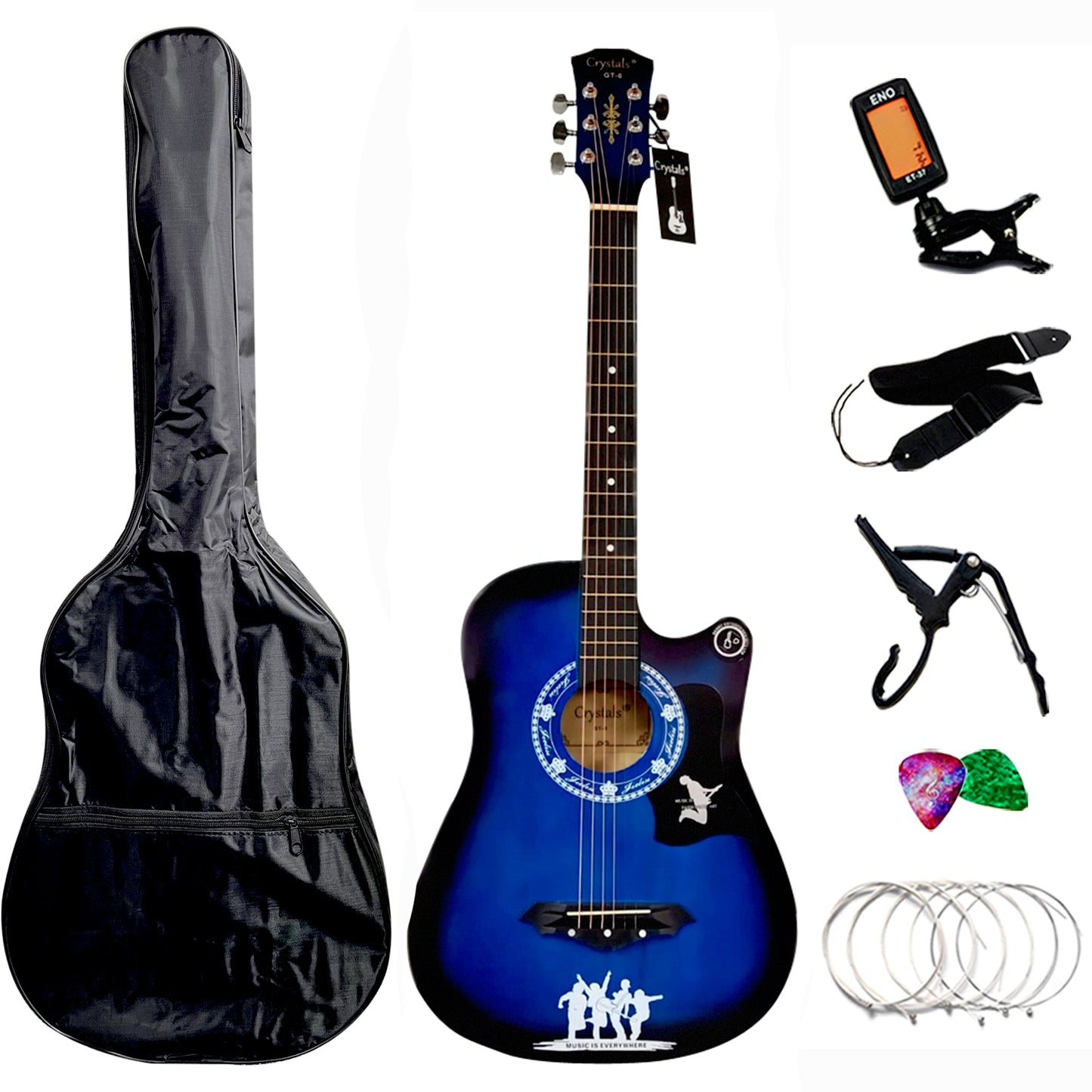 38" Full Size 6 String Acoustic Guitar Blue