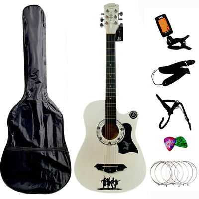 38" Full Size 6 String Acoustic Guitar White